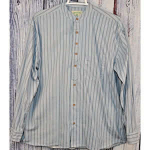 Emerald Isle Weaving Irish Grandfather's Shirt Men’s XL Cotton Band Collar